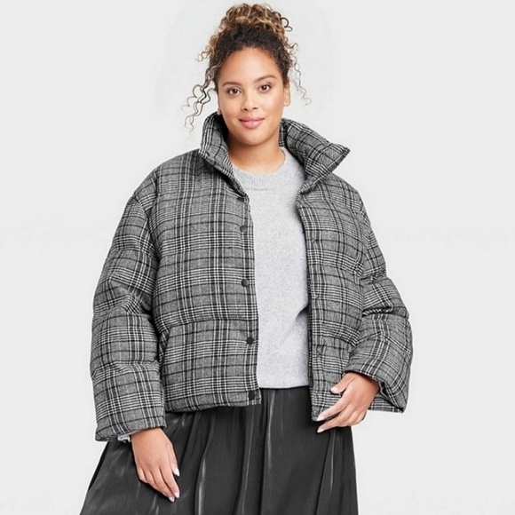 A new Day Short Cropped Plaid Puffer XXL - Picture 1 of 7